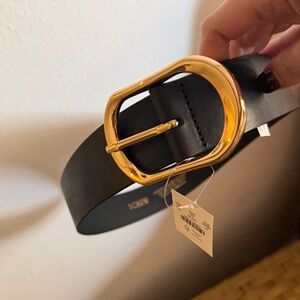 J. Crew Black Belt with Gold Buckle